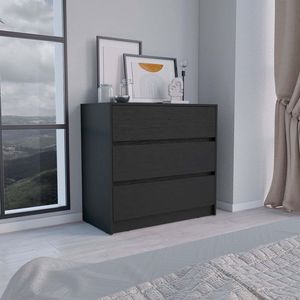 Cassettiera Nera Alta 79 cm con 3 Cassetti, Elegante Mobile Contenitore - Product Image 1