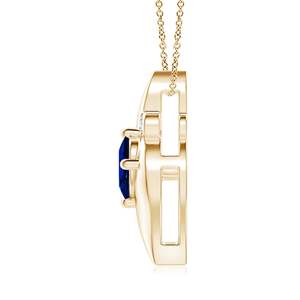 14K 18K <b>Solid</b> <b>Gold</b> Oval Cut Natural Blue Sapphire & Diamond Shell Style <b>Pendant</b> Classical Handmade Fine Jewelry <b>Pendant</b> OEM - Product Image 2