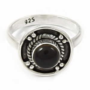 Bague en quartz fumé rond délicat en argent sterling 925, bijou bohème unique fait main pour femmes à prix raisonnable - Product Image 1