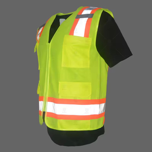 เสื้อกั๊กนิรภัยสะท้อนแสงสีเขียวสะท้อนแสงแบบสวมใส่สบายสำหรับฤดูร้อน ระบายอากาศได้ดี คอวี มีกระเป๋าสำหรับทำงาน แบบสวมหัว กลับด้านได้ สำหรับผู้ชาย - Product Image 3