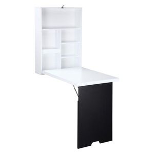 Scrivania Pieghevole da Parete Bianca, Design Semplice, Scrivania per Ufficio, Casa, Camera da Letto o Soggiorno, Realizzata in Legno MDF - Product Image 3