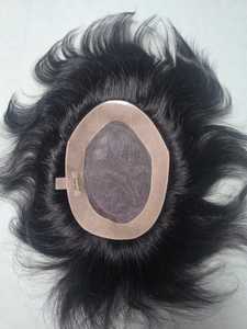 Toupee de Cabello Remy Indio Liso, 130% de Densidad, Base de Encaje Mono, Parte Central, Nudos Invisibles, Textura de 8mm - Product Image 1