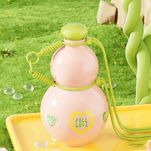 Bouteille d'eau sportive en plastique mignonne pour étudiants, grande capacité 880 ml, portable avec poignée, idéale pour l'extérieur – Collection Été Gourd Cup - Product Image 4