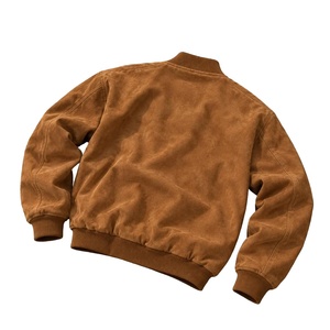 New Arrival <b>Men's</b> Brown <b>Suede</b> Bomber <b>Jacket</b> Casual Zipper Closure Turn-down Collar Regular Fit Autumn <b>Jacket</b> - Product Image 5