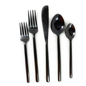 Minimalist Design <b>Cutlery</b> <b>Set</b> <b>Black</b> Finish Lacquer Coated Food Contact Safe premium Flatware <b>Sets</b> Christmas Holiday Table Use - Product Image 1