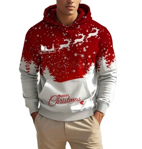 Custom Winter Wholesale Eco-Friendly Breathable Polyester/Cotton <b>Christmas</b> <b>Hoodie</b> Graphic Design Oversized Embroidered Print - Product Image 1