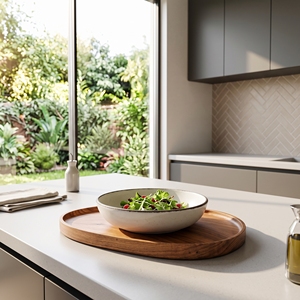 Plateau en bois de teck massif de qualité alimentaire, forme naturelle, fait main, vaisselle artisanale balinaise, outil de service de luxe pour la restauration - Product Image 3