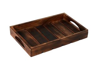 Plateau de service en bois rectangulaire décoratif, plateau à gâteaux et biscuits poli fait main, plateau de présentation pour la maison, les fêtes et les hôtels - Product Image 4