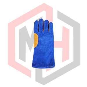 Blue Yellow Reinforced Leather Welding Gloves Full Safety Breathable Tear-Resistant Heat-Insulating Anti-Vibration Anti-static - Product Image 3