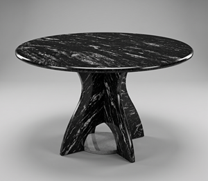 Hayat Group Fish <b>Black</b> Granite Stand <b>Round</b> Pedestal Serving <b>Table</b> Polished - Product Image 1