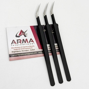 Matte Black Long Tip Isolation Sustainable Pointed Tip Eyelash Tweezer Hand Tested Strong Grip Lash Extension Tweezers with Logo - Product Image 2