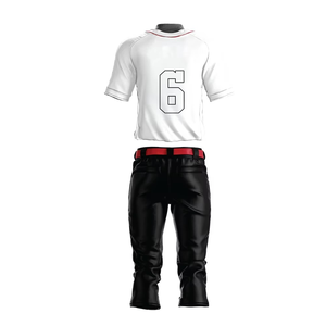Maillot de baseball blanc et noir pour homme avec bordure rouge, fermeture à boutons, polyester respirant, manches courtes, coupe classique, vêtements pour toutes les saisons - Product Image 2