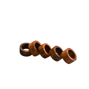 Unique Tapered Wooden Napkin <b>Rings</b> Modern Beveled Wood Serviette Holders Bulk for Luxury Wedding Banquet Dining Table Decoration - Product Image 2