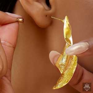 Pendientes colgantes finos PRAO colgantes artísticos con curvas antideslustre - Product Image 3