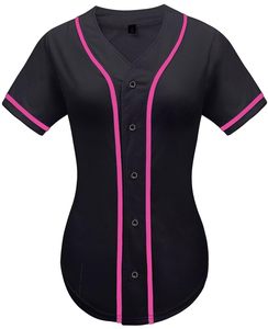 Custom <b>Women</b> Breathable 100% Polyester Baseball Jersey <b>Button</b>-<b>Up</b> Short Sleeve Team <b>Shirt</b> Personalized Logo Name Number for Club - Product Image 5