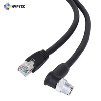 Câble de caméra industrielle RJ45 vers connecteur mâle M12 8 broches X-codé à angle droit pour systèmes de transmission de données haute vitesse