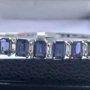 Hallmarked Sterling Silver Iolite <b>Bangle</b> Handmade Gemstone Jewelry Elegant Design For Women Wholesale Export - Product Image 1