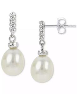 Orecchini pendenti a spirale con perle d'acqua dolce coltivate (7-8 mm) in argento sterling |   Macy's - Product Image 1