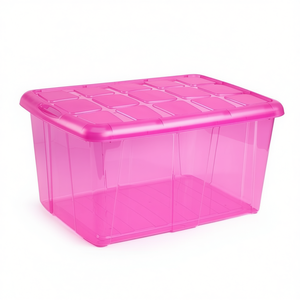 Caja de Almacenamiento de Plástico Transparente Rosa N18 CAJA con Capacidad de 60L, Diseño Apilable para Organizar y Clasificar Artículos del Dormitorio - Product Image 1
