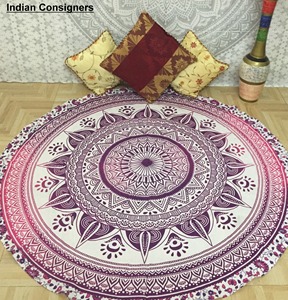 Wall Hanging Beach Towel Yoga Mat Roundie Mandala Animal Print Tapestry Cotton Handmade Soft Home Decor Multiple color - Product Image 2