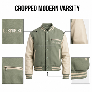 แจ็คเก็ตวาร์ซิตี้แบบกำหนดเองสำหรับผู้ชาย แจ็คเก็ตเบสบอลแบบ Letterman สำหรับผู้ชาย แขนหนัง ปักลาย Chenille รับผลิตแบบ OEM - Product Image 5