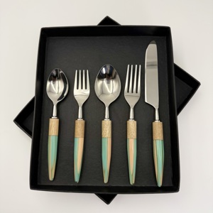 Juego de Cubiertos de Lujo en Oferta, Cubiertos de Acero Inoxidable con Acabado Espejo y Mango de Resina para Regalos y Ocasiones Especiales - Product Image 1