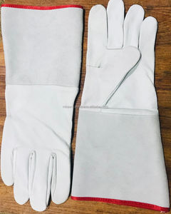 Guantes de Soldadura de Piel de Cabra y Vacuno con Certificación CE, Antideslizantes, Resistentes al Fuego, para Soldadura MIG/TIG, Sin Forro, con Forro de Algodón y Soporte para el Pulgar - Product Image 1