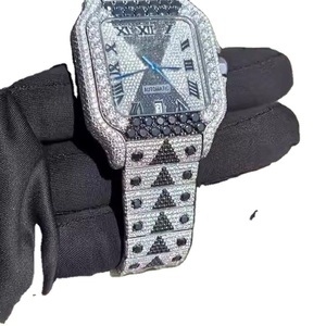 Hip Hop Classic Stainless Steel Moissanite Diamond <b>Watch</b> Waterproof Quartz Custom <b>Black</b> White Luxury <b>Men's</b> Fashion - Product Image 2