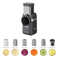Hachoir Électrique Multifonction 5-en-1 pour Légumes : Râpe, Tranche, Coupe en Dés, Hache Automatiquement, Moteur AC Haute Puissance, Double Entrée, Économiseur de Temps