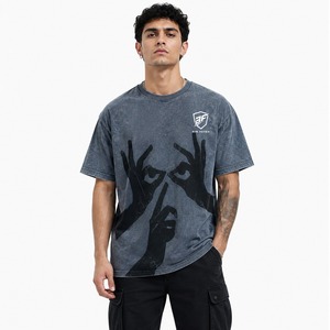 T-shirt pour homme 100% coton délavé à l'acide, coupe ample, imprimé, épaules tombantes, prix très raisonnable, vente directe usine, nouveau modèle - Product Image 4