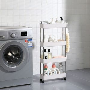 Scaffale Mobile in Metallo a 4 Ripiani con Vano Scorrevole per Cucina e Bagno - Product Image 5