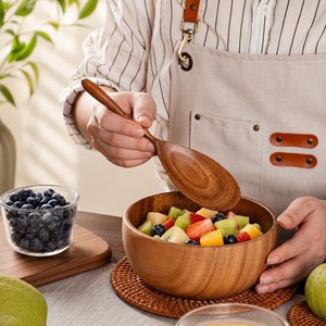Juego de 3 cucharas de madera para servir con mango largo, diseño minimalista, utensilios de cocina duraderos para uso diario - Product Image 4