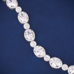 A cluster oval diamond tennis heavy look unisex <b>bracelet</b> Lab grown diamonds 14kt white gold bling bing shine tester pass piece - Product Image 4