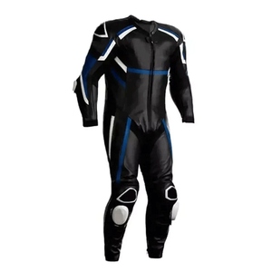 Combinaison de moto en cuir pour homme, protection intégrale, coupe-vent, couleur contrastée, veste une pièce, utilisable en toutes saisons - Product Image 2