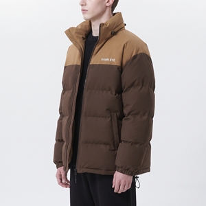 Blouson matelassé color block pour homme avec logo personnalisé, manteau d'hiver chaud entièrement zippé à col montant, veste d'extérieur à effet bulle - Product Image 4