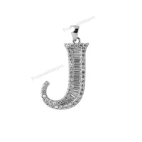 Pendentif initial J en argent sterling plaqué or avec moissanite, breloque lettre élégante et glacée, bijoux hip-hop personnalisés