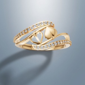 Bague de promesse en diamant cultivé en laboratoire en forme de cœur |   Or rose 14 carats |   Bande de déviation des ondes |   Bijoux minimalistes durables et délicats |   Engagement - Product Image 2