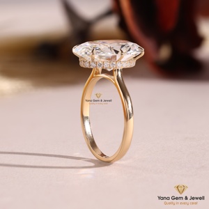 Anillo de compromiso solitario de corte oval deslumbrante de 5.00 quilates, oro sólido de 14K, certificado IGI, claridad VVS2, color F, diamante cultivado en laboratorio CVD. - Product Image 3