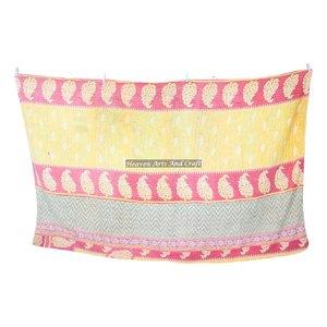 Jaipur Block Print Fabric Patchwork Quilt <b>Indian</b> Kantha <b>Throw</b> Blanket Vintage Art Cotton Bedspread <b>Indian</b> Reversible Hand Stitch - Product Image 2