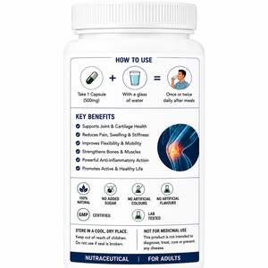 Capsules Relivix pour les articulations, marque privée, 500 mg, formule de soutien à la mobilité, à la flexibilité et à la santé osseuse, fabrication OEM ODM - Product Image 3