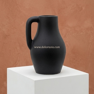 Vase Pichet en Terre Cuite Noire Mate Trega, Façonné à la Main, Poterie Noire Mate, Carafe Décorative en Grès, Vente en Gros - Product Image 5