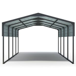 Abri de voiture en métal 20x12, structure renforcée robuste, design moderne, abri extérieur multi-usages, auvent pour voiture et bateau - Product Image 5