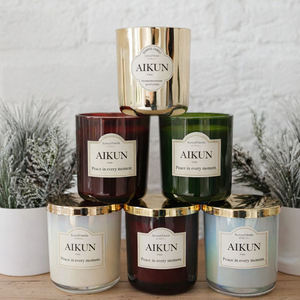 Bougie parfumée en cire de soja naturelle AIKUN pour la maison, l'hôtel, le SPA, étiquette privée personnalisée, bougies parfumées de luxe, commande en gros - Product Image 1