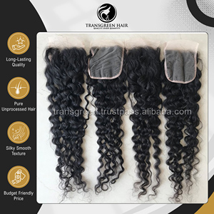 Extensions de cheveux humains 100% naturels non traités, bouclés, avec closure 4x4, à un prix imbattable auprès d'un fournisseur indien - Product Image 5