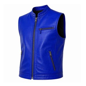 Gilet moto décontracté en cuir PU personnalisé pour homme, respirant, col en V, fermeture boutonnée, sans manches, vêtement d'extérieur d'hiver pour motard - Product Image 2