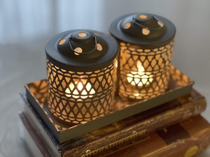 Lanterne de table grise mate multicolore et à taille personnalisable, luminaire décoratif d'intérieur, idéal pour la maison - Product Image 4