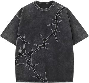 T-shirts amples à manches longues pour hommes, effet délavé, vintage, 100% coton, poids lourd, coupe ample, style hip-hop - Product Image 5