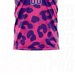 Camiseta de Fútbol Personalizada, Estampado de Leopardo Morado y Rosa, Sublimada, Absorbente de Humedad, 100% Poliéster, Unisex, Adulto, Manga Corta - Product Image 5