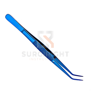 Pince à coton dentaire de haute qualité, bleue, certifiée CE, classe I, à bec incurvé et dentelé, en acier inoxydable chirurgical - Product Image 6