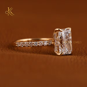 แหวนแต่งงานเพชรเลี้ยงในห้องปฏิบัติการแบบคลาสสิก ชุบทอง 10K 18K ระยิบระยับ สง่างาม แหวนคู่ ดีไซน์เหนือกาลเวลา ของขวัญที่สมบูรณ์แบบ - Product Image 1